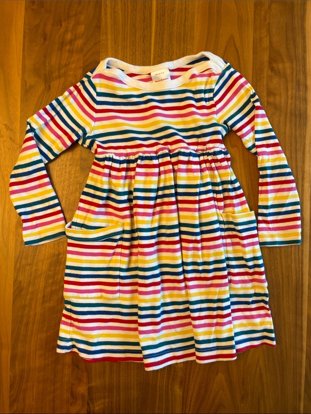 Hanna Andersson Bright Striped Long-Sleeve Dress - Yellow Pink Blue Green White